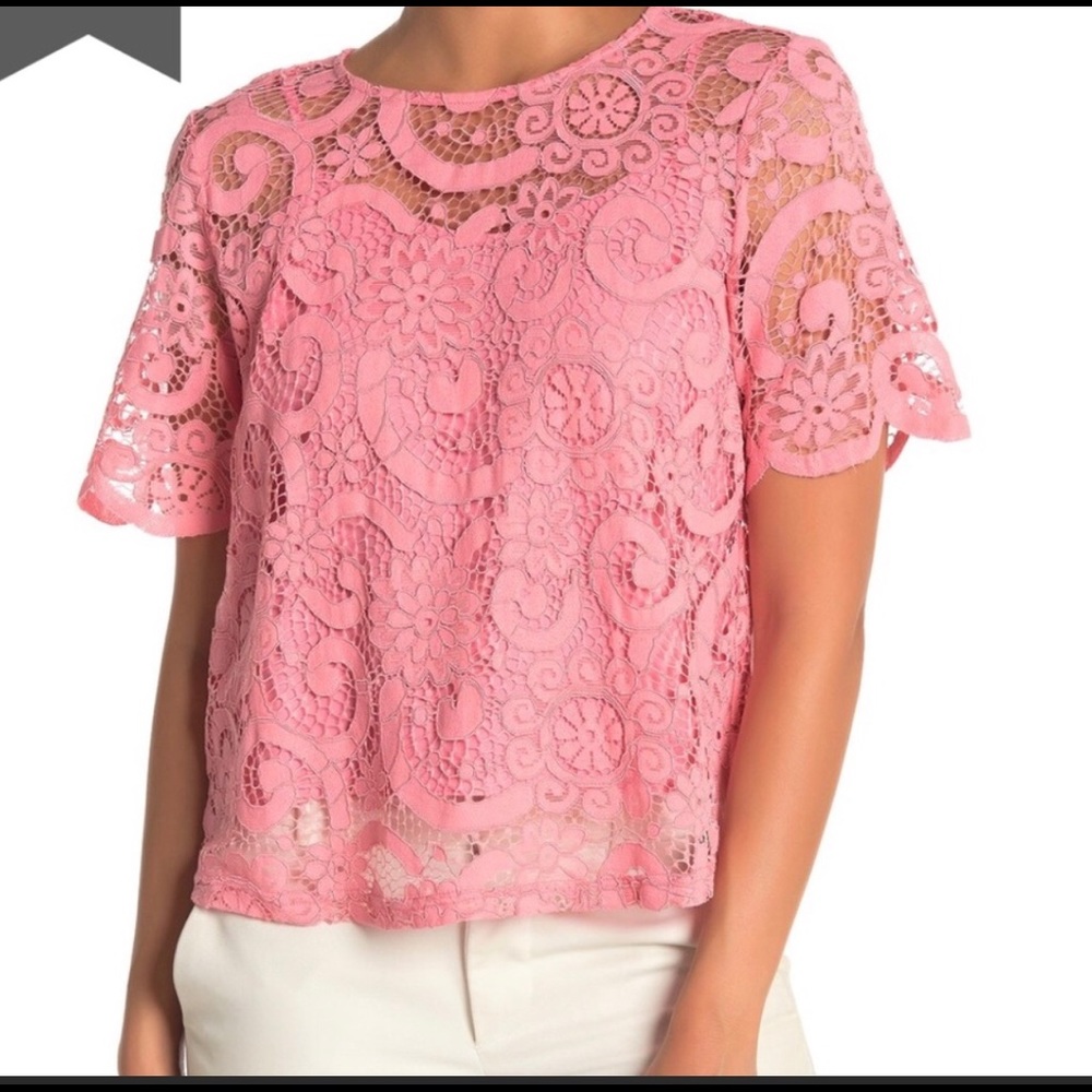 NANETTE LEPORE TIE BOW LACE TOP - Picture 2 of 3